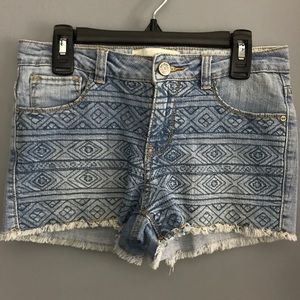 Anthro MKT tribal embroidered denim shorts